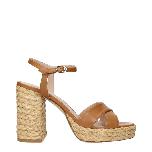 Stuart Weitzman Braune Leder-Plateaus