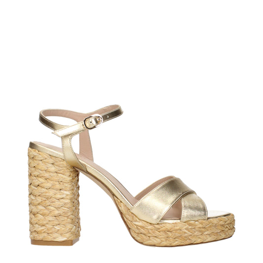 Stuart Weitzman Goldfarbene Leder-Plateaus