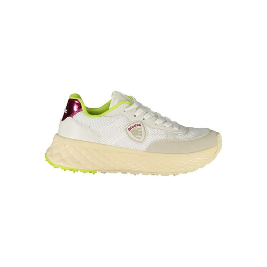 Blauer Sneaker aus weißem Polyester