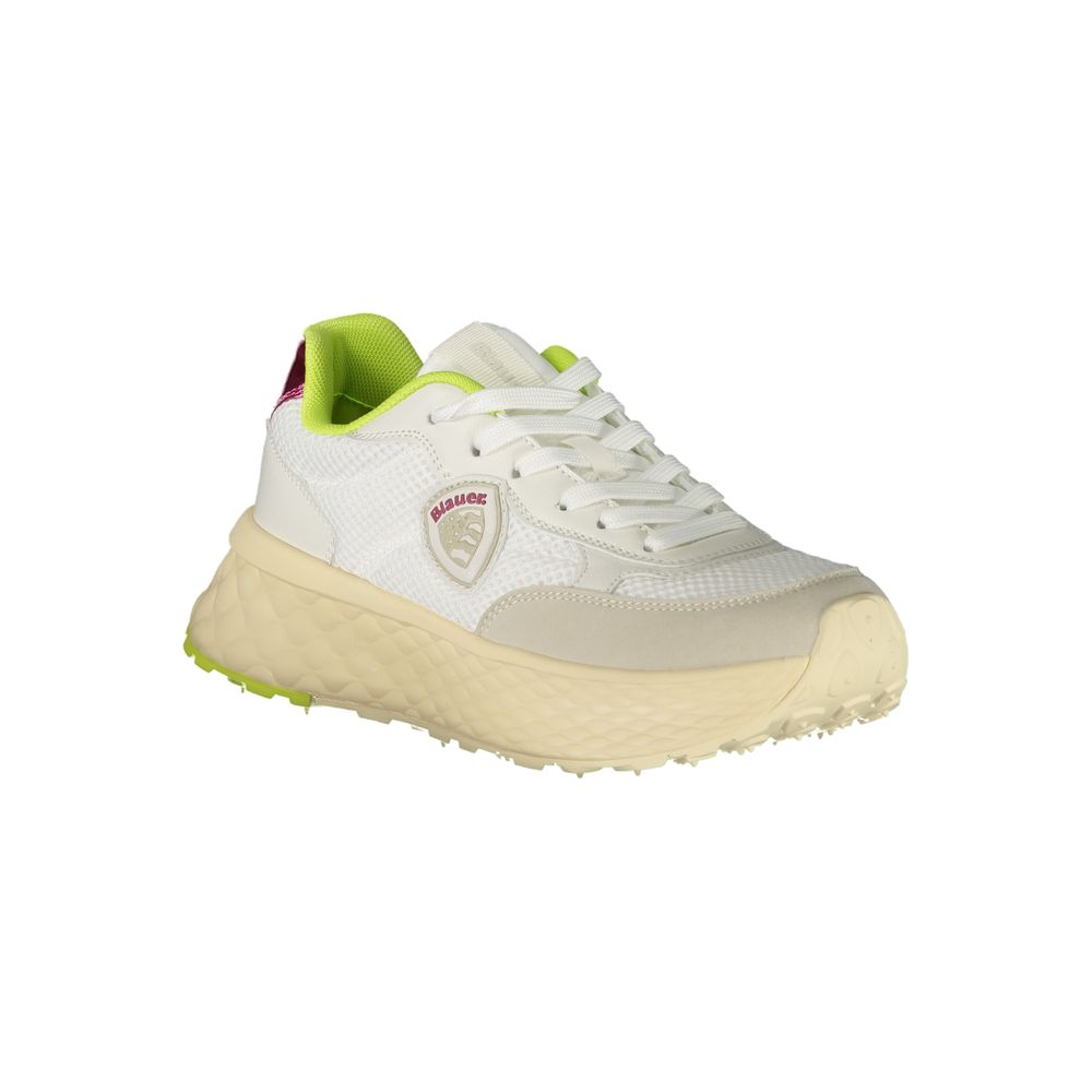 Blauer Sneaker aus weißem Polyester