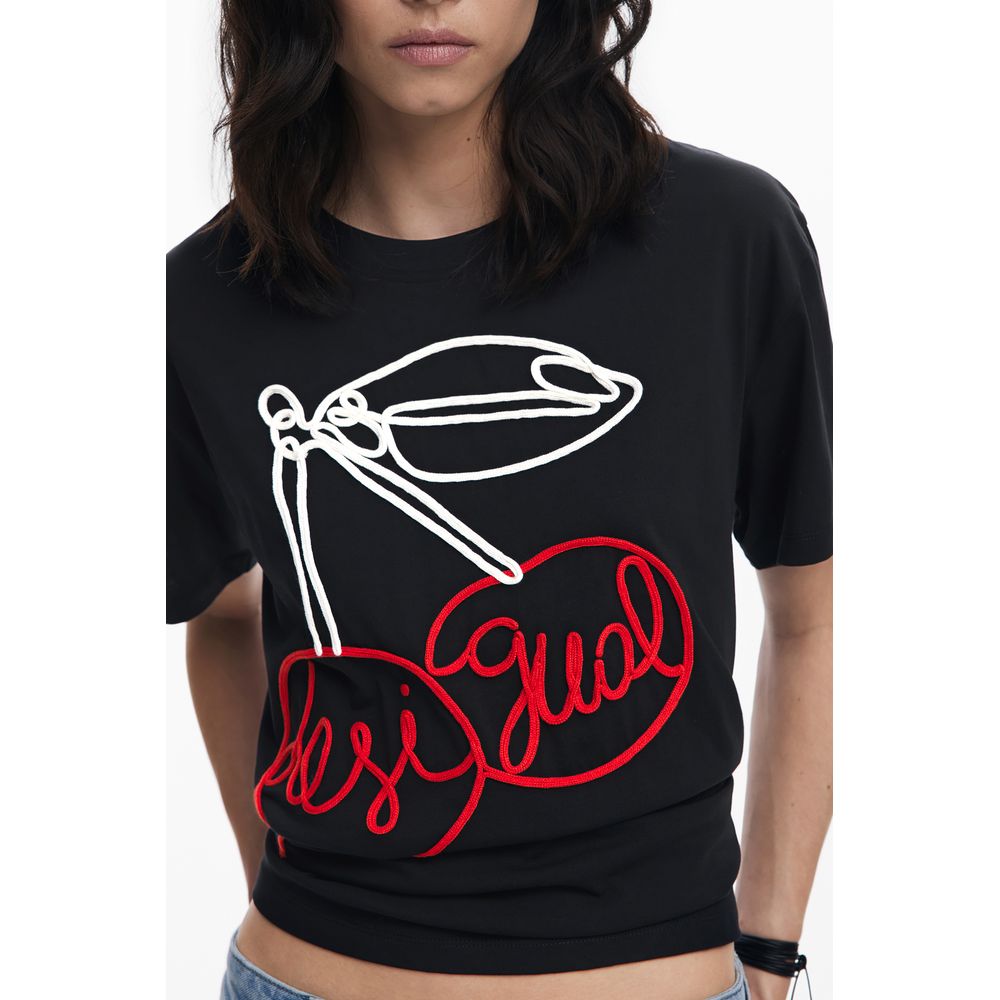 Desigual Schwarzes Baumwoll-T-Shirt für Frauen