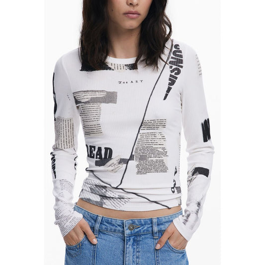 Desigual Weißes Elastan Damen Top