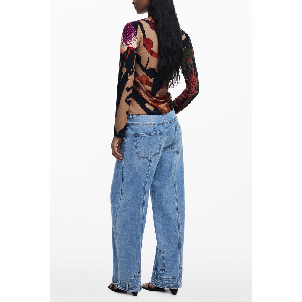 Desigual Braunes Elastan Damen Top