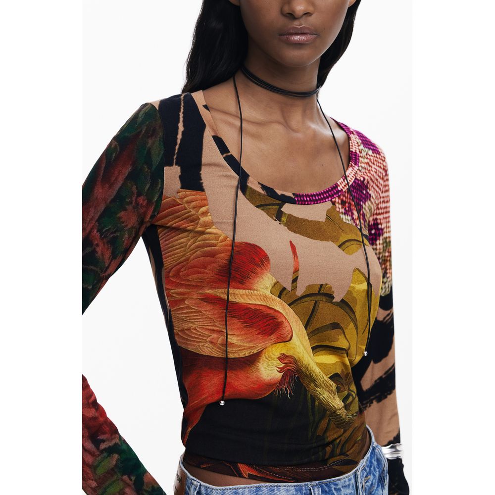 Desigual Braunes Elastan Damen Top