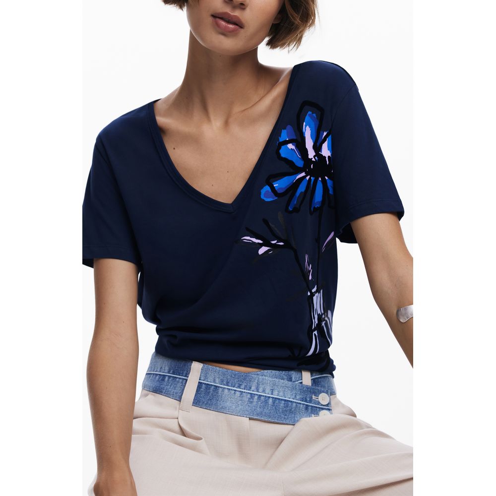 Desigual T-Shirt aus blauer Baumwolle für Frauen