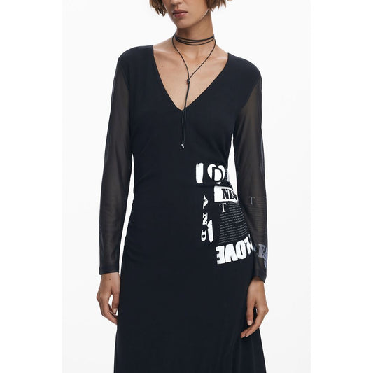 Desigual Schwarzes Polyester-Damenkleid
