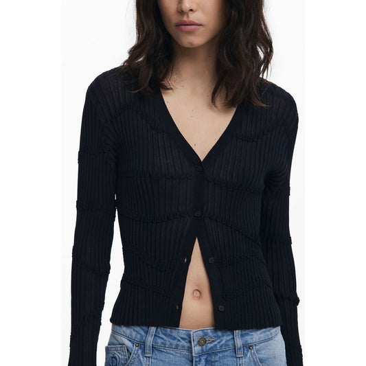 Desigual Schwarze Viskose Damen Strickjacke