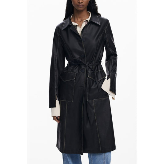 Desigual Schwarzer Polyethylen-Mantel für Frauen