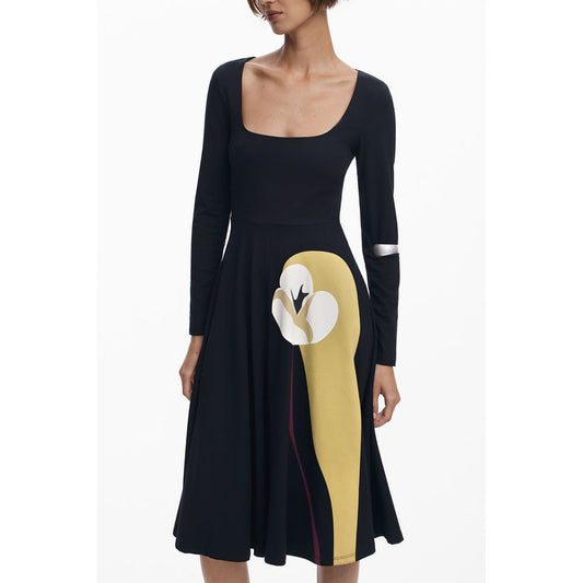 Desigual Schwarzes Baumwollkleid für Frauen