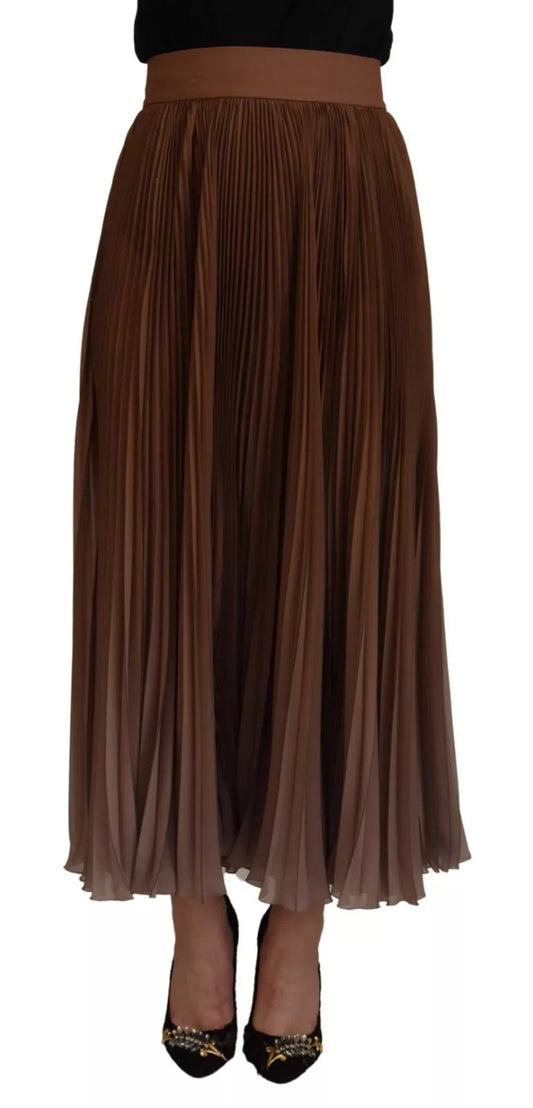 Dolce & Gabbana Beige Longuette Plissee Chiffon Midirock