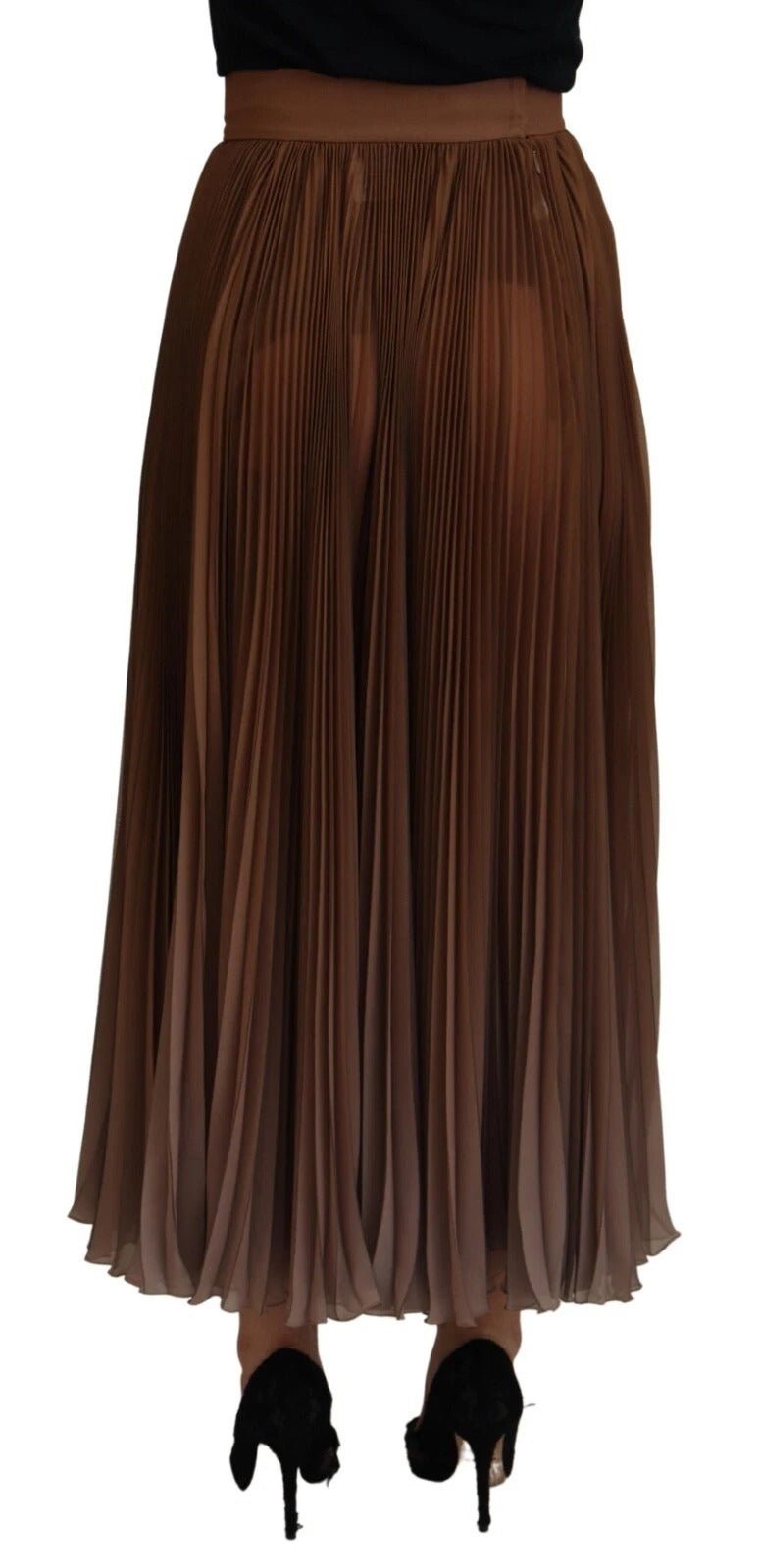 Dolce & Gabbana Beige Longuette Plissee Chiffon Midirock