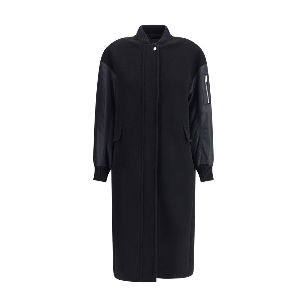 PINKO Langer Mantel aus Wollmischgewebe und technischem Satin