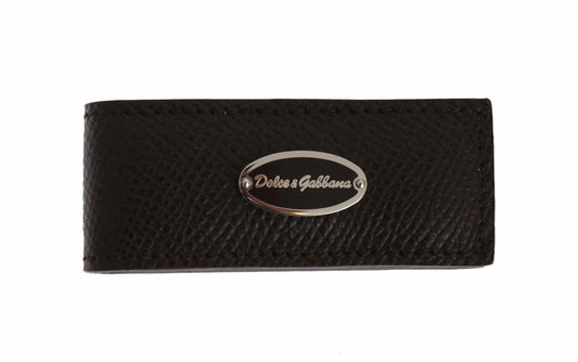 Dolce & Gabbana Braunes Leder Magnet Herren Geldscheinklammer