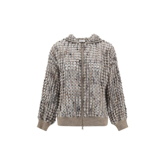Brunello Cucinelli Perforierte Strickjacke aus Wolle