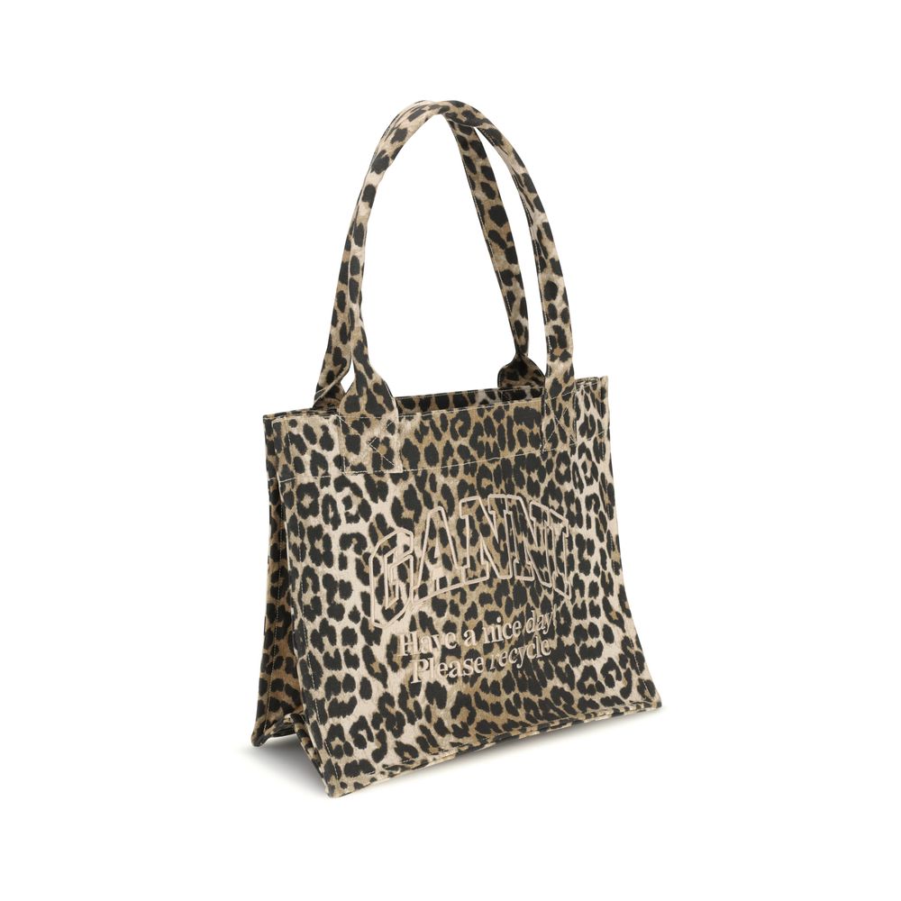 Ganni Tote Tasche mit Leopardenmuster