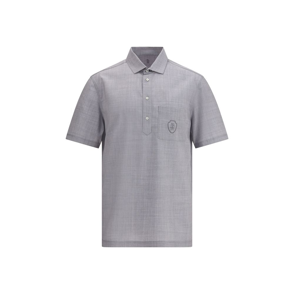 Brunello Cucinelli Schurwoll-Popeline-Polohemd