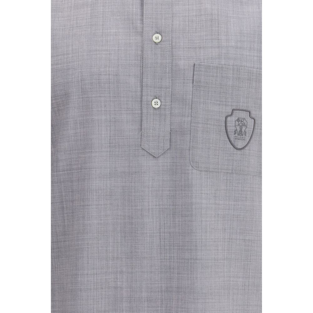 Brunello Cucinelli Schurwoll-Popeline-Polohemd